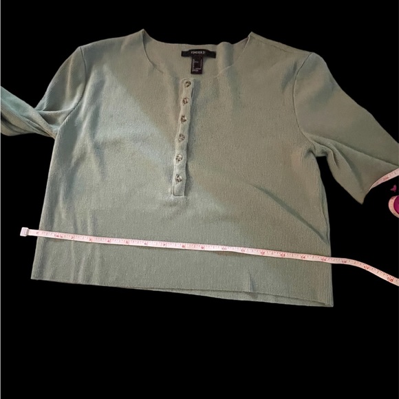 Forever 21 * ribbed green crop top * long sleeve * size small - Picture 14 of 15